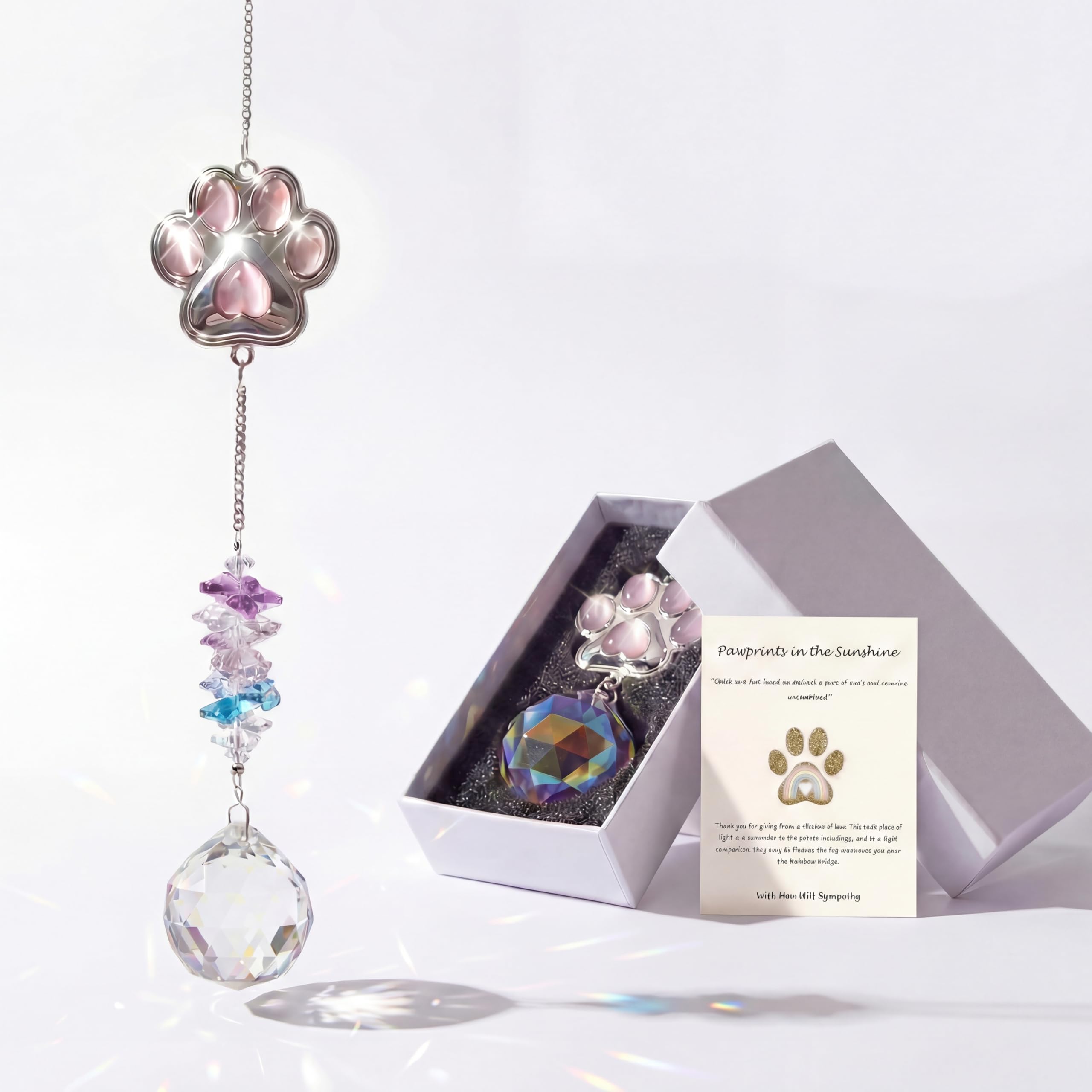 Boule ronde en cristal attrape-soleil et cadeaux commémoratifs pour animaux de compagnie deuil