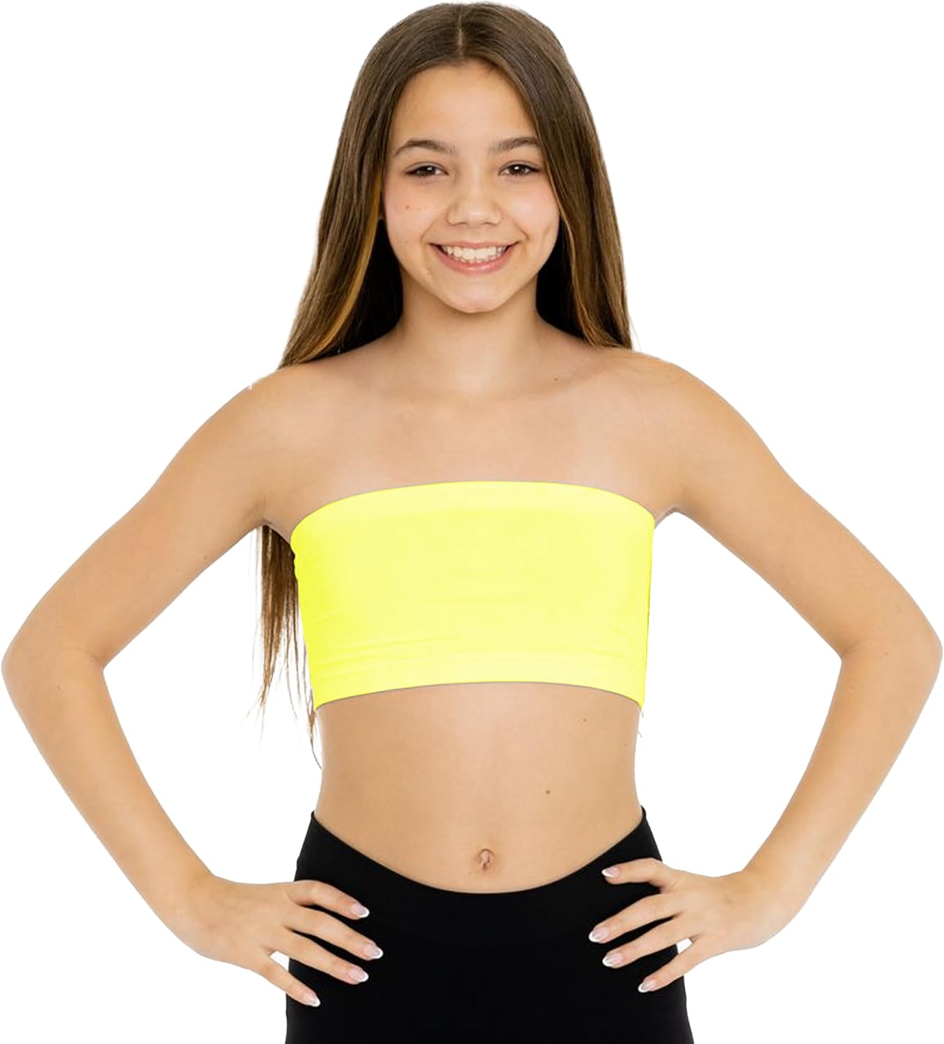 Malibu Sugar Girls Tube Top Strapless Bandeau Top – Comfort Fit Seamless Support Soft Stretch Everyday Wear Fits Ages 10–14