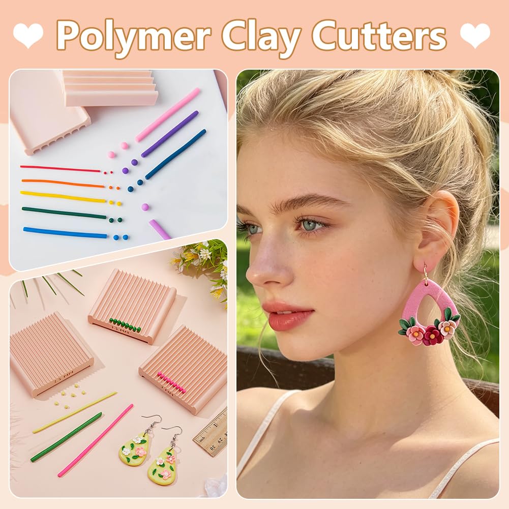 BENECREAT 3 Stück Polymer Clay Perlenformer Set in 3 Größen, Plastik Perlenformer mit 2.5mm 3mm 3.5mm Schlitz, Pfirsichfarbenes Tonkugel Rollwerkzeug für Schmuckherstellung und DIY Tonperlen Formung