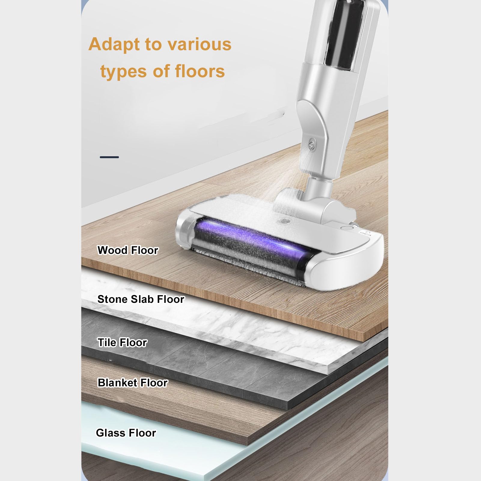 Walfront Trapeador Inalámbrico con Luz LED, Limpiador de Pisos Eléctrico Giratorio, Batería Recargable, Tiempo de Funcionamiento de 1 Hora, para Pisos Laminados de Baldosas de Madera,