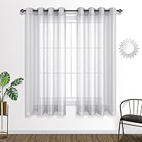 Vista 36 de Cortinas traslúcidas terracota de 84 pulgadas de largo para sala de estar y dormitorio, con ojales, estilo bohemio, aireadas, transparentes, de lino