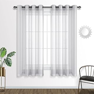 Mrs.Naturall Silver Room Decor for Bedroom Curtains 63 Inch Length 2 Pan...