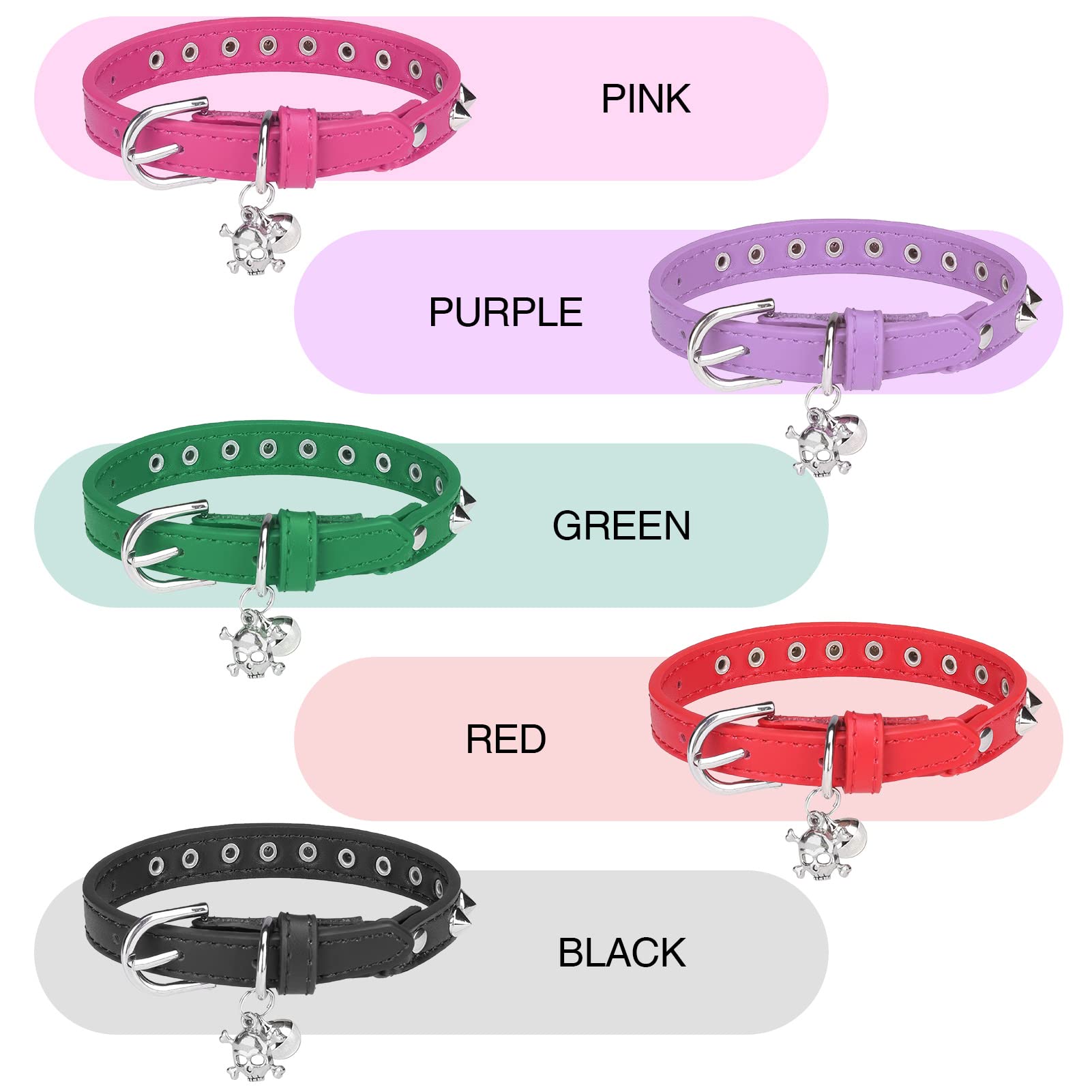 DILLYBUD Leather Cat Collars for Boy Girl Cats with Bell and Safety Elastic Belt - Image 3