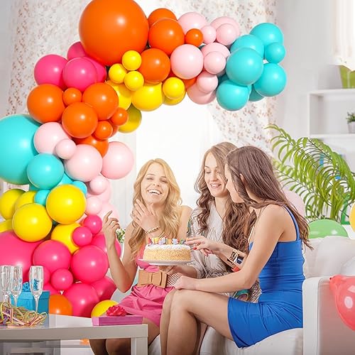 Miniatura 73 de Arco de globos de dinosaurio azul, verde y naranja, 121 unidades, cumpleaños de niños, decoraciones de baby shower Verde Naranja Azul