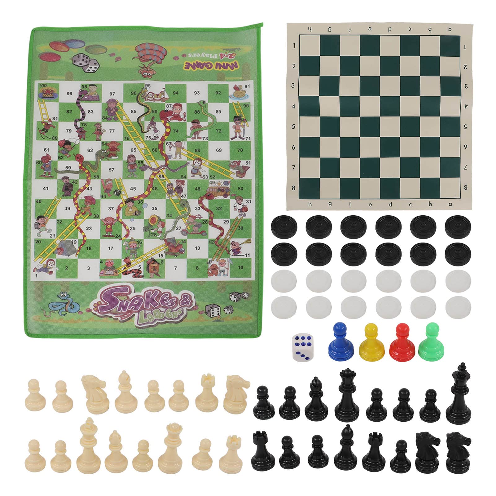 Set di scacchi per il tempo libero 3 in 1 Gioco di scacchi in plastica Dama Gioco da tavolo per bambini Adulti