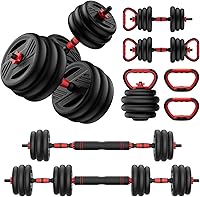 Vista 10 de Adjustable Dumbbell Set, 20/30/45/70/90lbs Free Weight Set With Double Locknut, 5-in-1 Dumbbells Set Includes Barbell, Kettlebells, Push up Stand