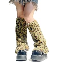 Sexybody Leg Warmers for Women & Girls Y2K Kawaii Fluffy Fur Flared Leg Warmer Furry Goth Grunge Socks Harajuku Leopard