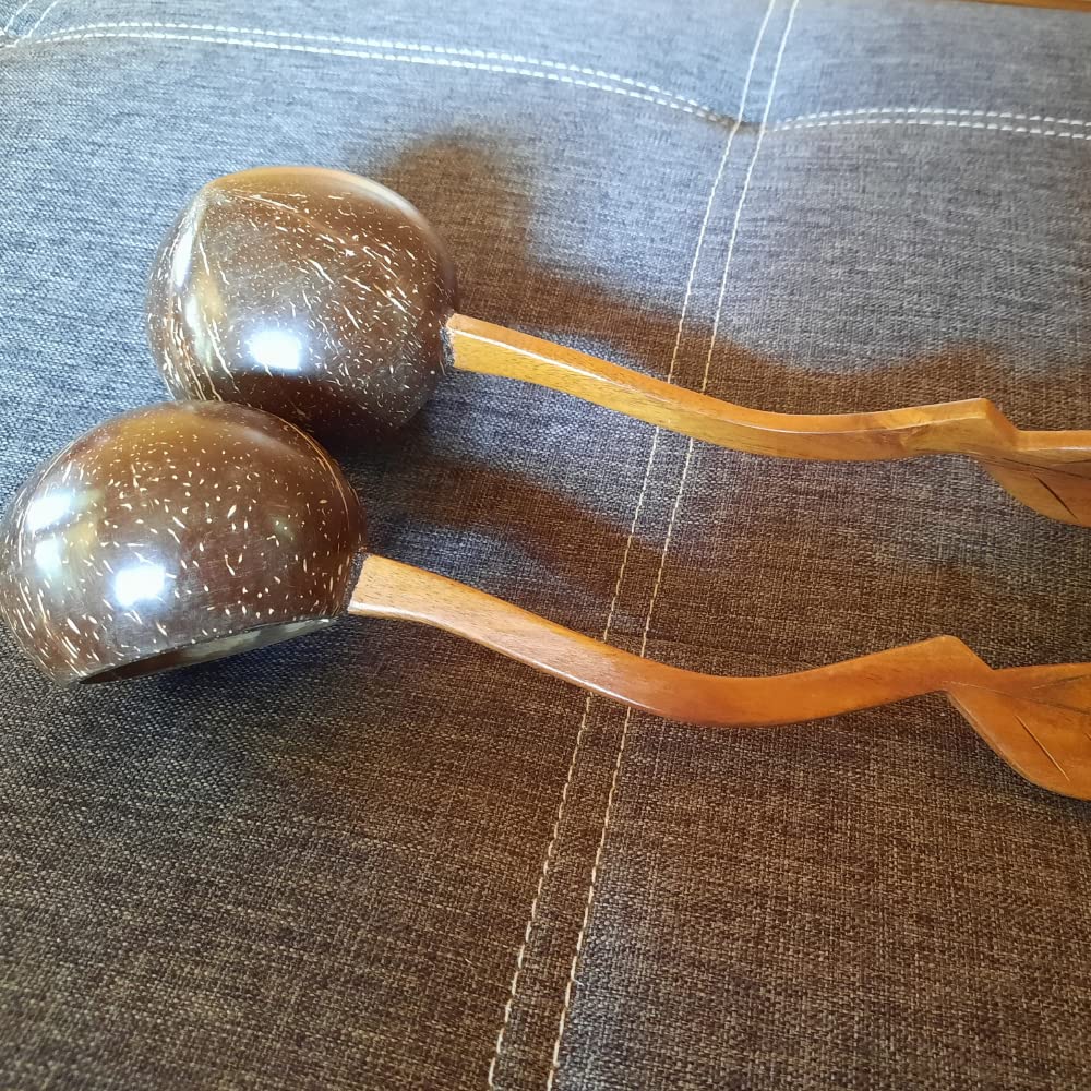 Thai handmade Wooden Ladle Kitchen Cookware (Ladle) Long Handle Ladle Utensils set of 2 pcs.