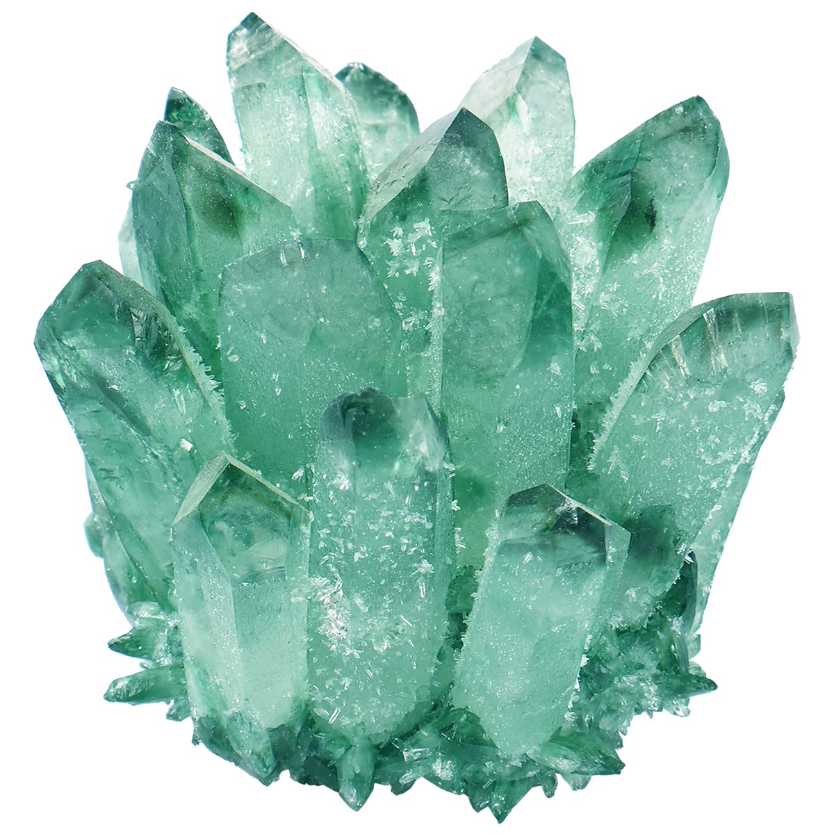 Natural Crystal Cluster Green Ghost Crystal Cluster Ornament Irregular Crystal Cluster Decorative Natural Crystal Cluster Green Crystal Decoration for Home Wedding Aquarium (300-400 g)