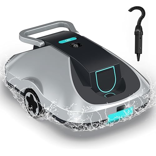 C1 Robotic Pool Cleaner, 200-Min Cordless Pool Vacuum for Above Ground & Inground Pools up to 2500 Sq.ft, Automatic Pool Vacuum Robot for Leaves & Dirt, Powerful Suction Self-Parking-Arctic