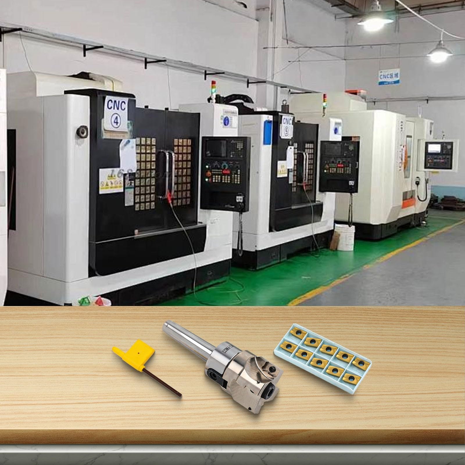 MT2-FMB22-M10 Dorn mit 400R 50 mm Planfräser und 10 APMT1604 Hartmetalleinsätzen für schweres CNC-Fräsen, Halterung aus legiertem Stahl, 4 Schlitze, inkl