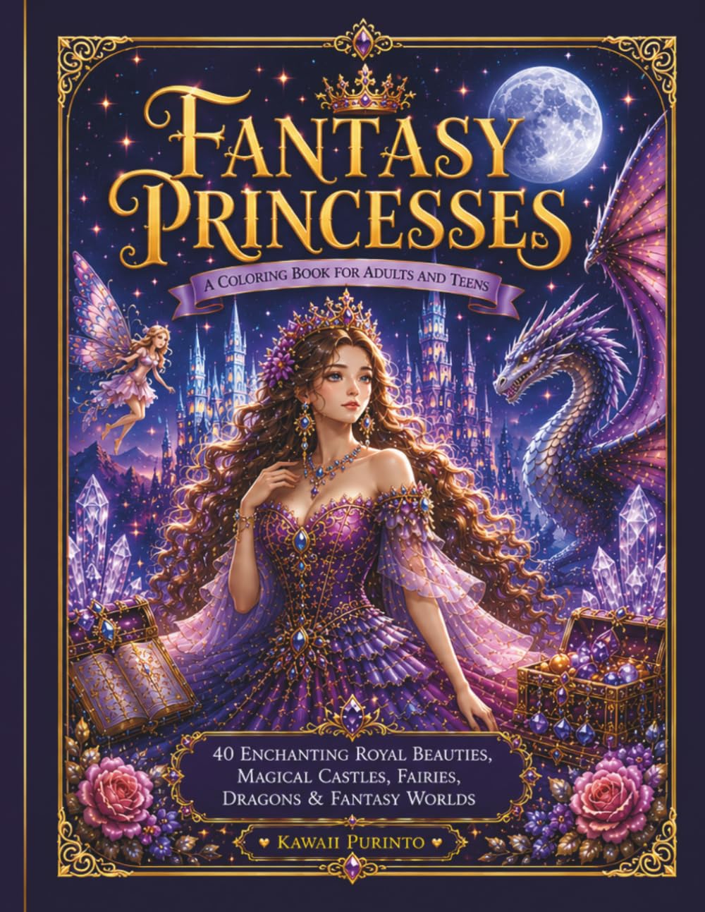 Fantasy Princesses Coloring Book: 40 Enchanting Royal Beauties, Magical Castles, Fairies, Dragons & Fantasy Worlds