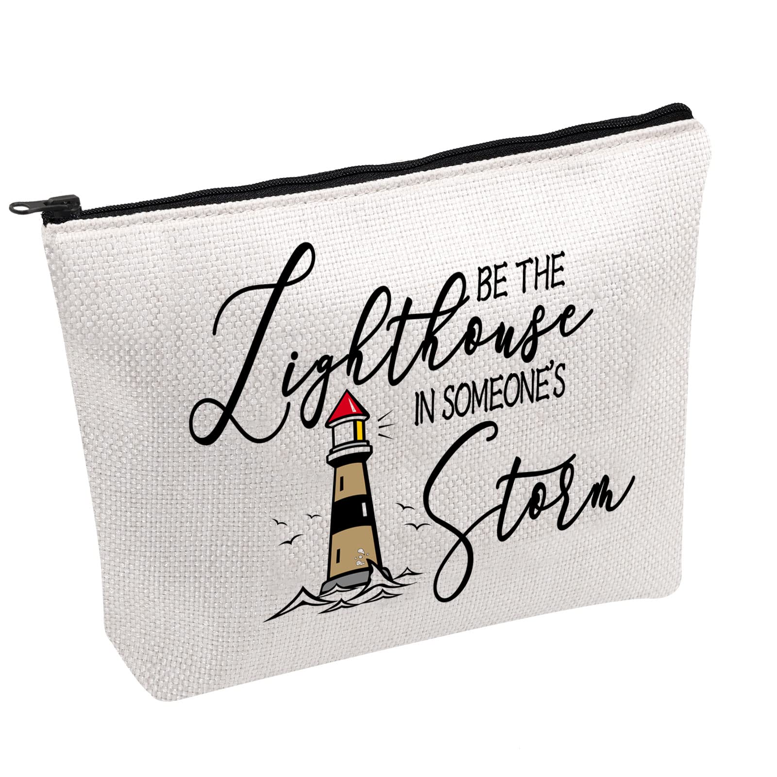 PWHAOO Lighthouse Makeup Bag Be The Lighthouse In Someones Storm Cosmetic Bag Encouragement Gifts Inspirational Gifts, BE THE Lighthouse B