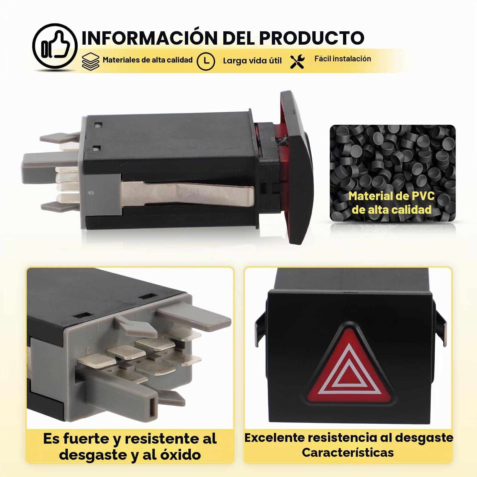 Interruptor de luz de advertencia de peligro para León 2000-2006 1M0941509B Compatible con Toledo 1999-2004 1M0941509A
