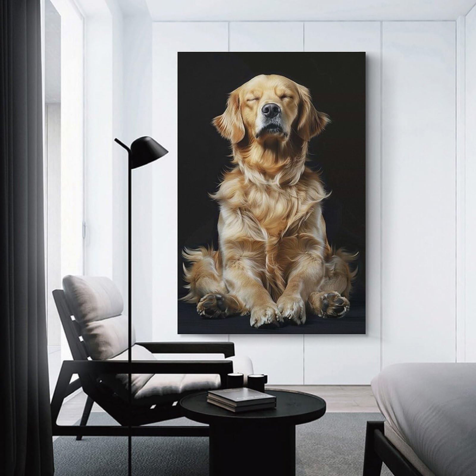 Junmoney Golden Retriever Yoga Rela Canvas Art Print, 24x36inch(60x90cm), for Bedrooms, Workspaces And Everyday Interiors, A Flexible Wall Accent for Shared Spaces