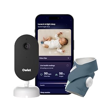 Owlet Dream Duo 3 Smart Baby Monitor System, Dream Sock + 2K HD Camera