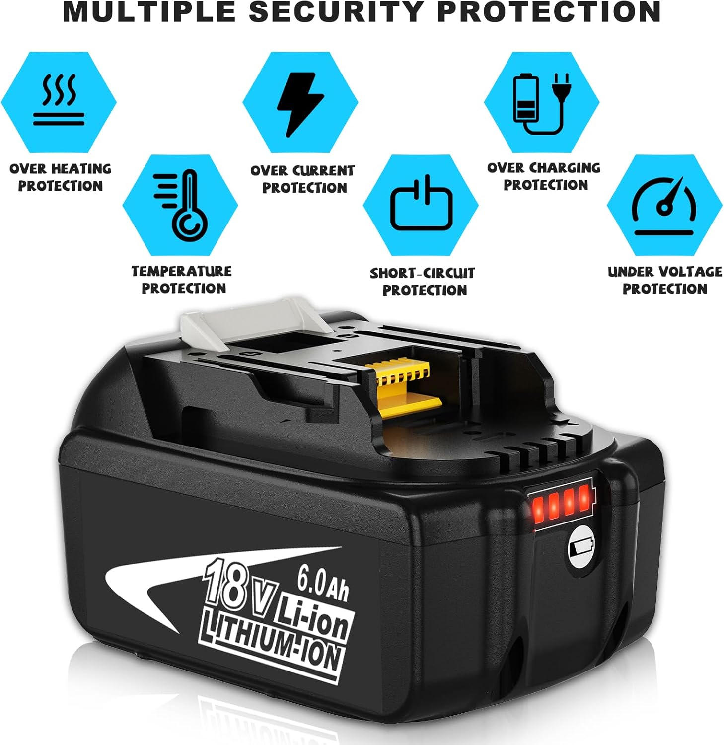 2-Pack Upgraded 6000mAh BL1860B BL1860 Replacement for 18V Battery 6.0Ah Compatible with 18 Volt Battery Lithium BL1860B BL1860 BL1850 BL1850B BL1840 BL1830 Compatible with 18V Power Tools (White)