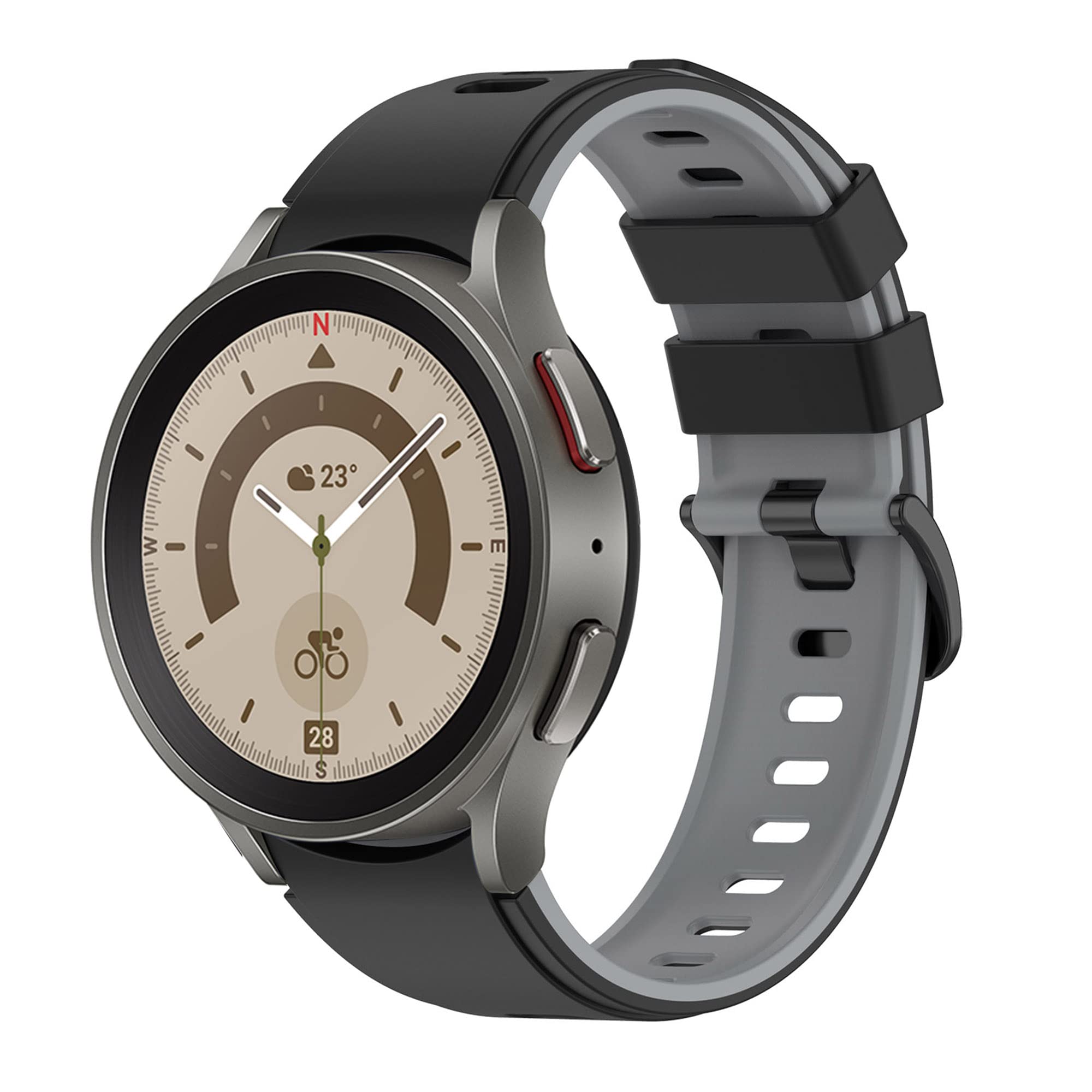 VeveXiao Sports Strap Compatible with Samsung Galaxy Watch 4 Classic 42mm/46mm band, No Gaps Soft Silicone Replacement Straps for Galaxy Watch 4 40mm/44mm WristBand (Black gray)