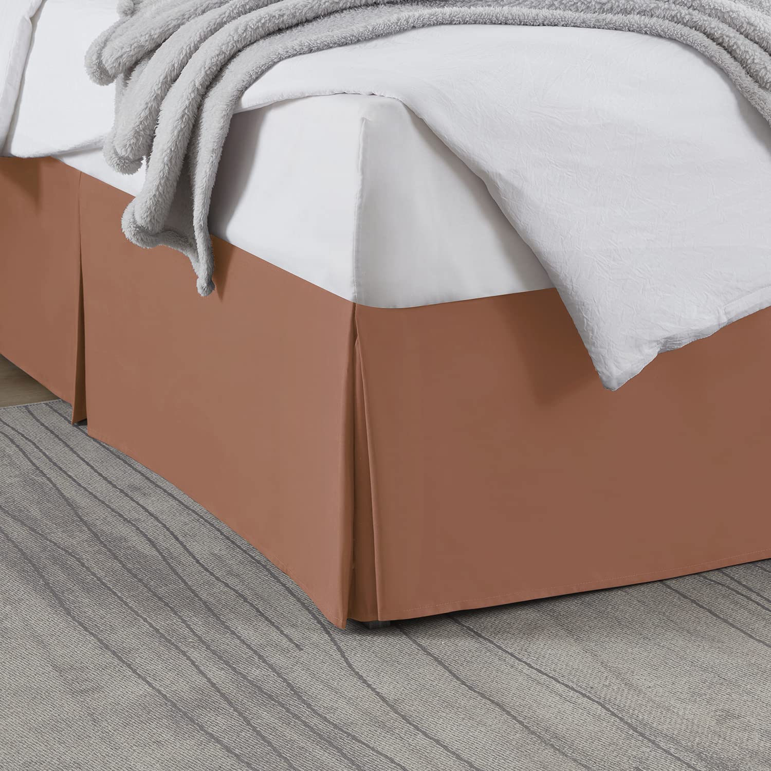 Nestl Rust Full Bed Skirt - Full Size Bed Skirt 14 Inch Drop - Brushed Microfiber Bed Skirts - Hotel Quality Pleated Bed Skirt - Shrinkage &amp; Fade Resistant