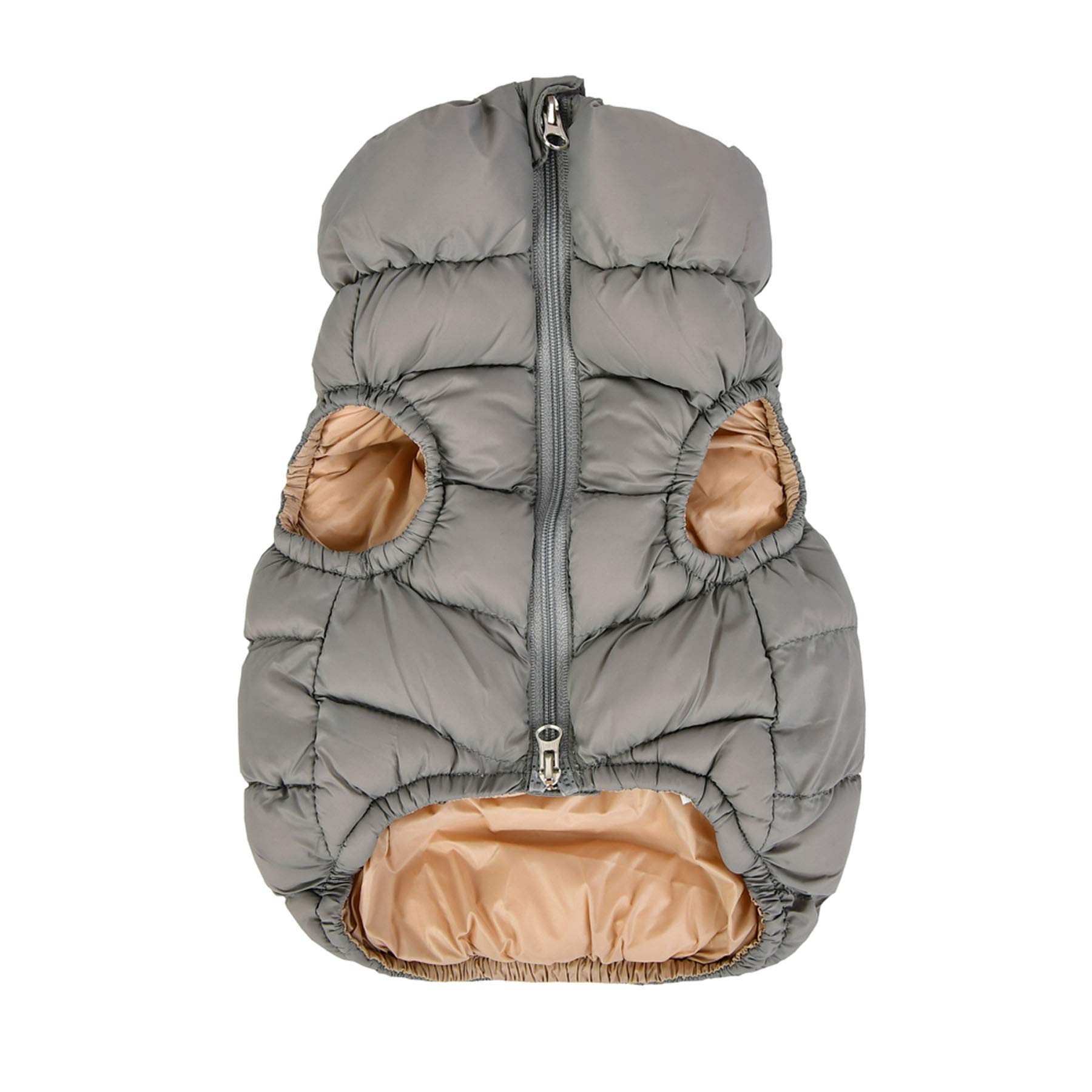 Puppia Abrigo de Invierno Ultraligero para Perro, Abrigo Impermeable para Clima frío, Cierre de Cremallera para Perros pequeños y medianos, Gris, XL