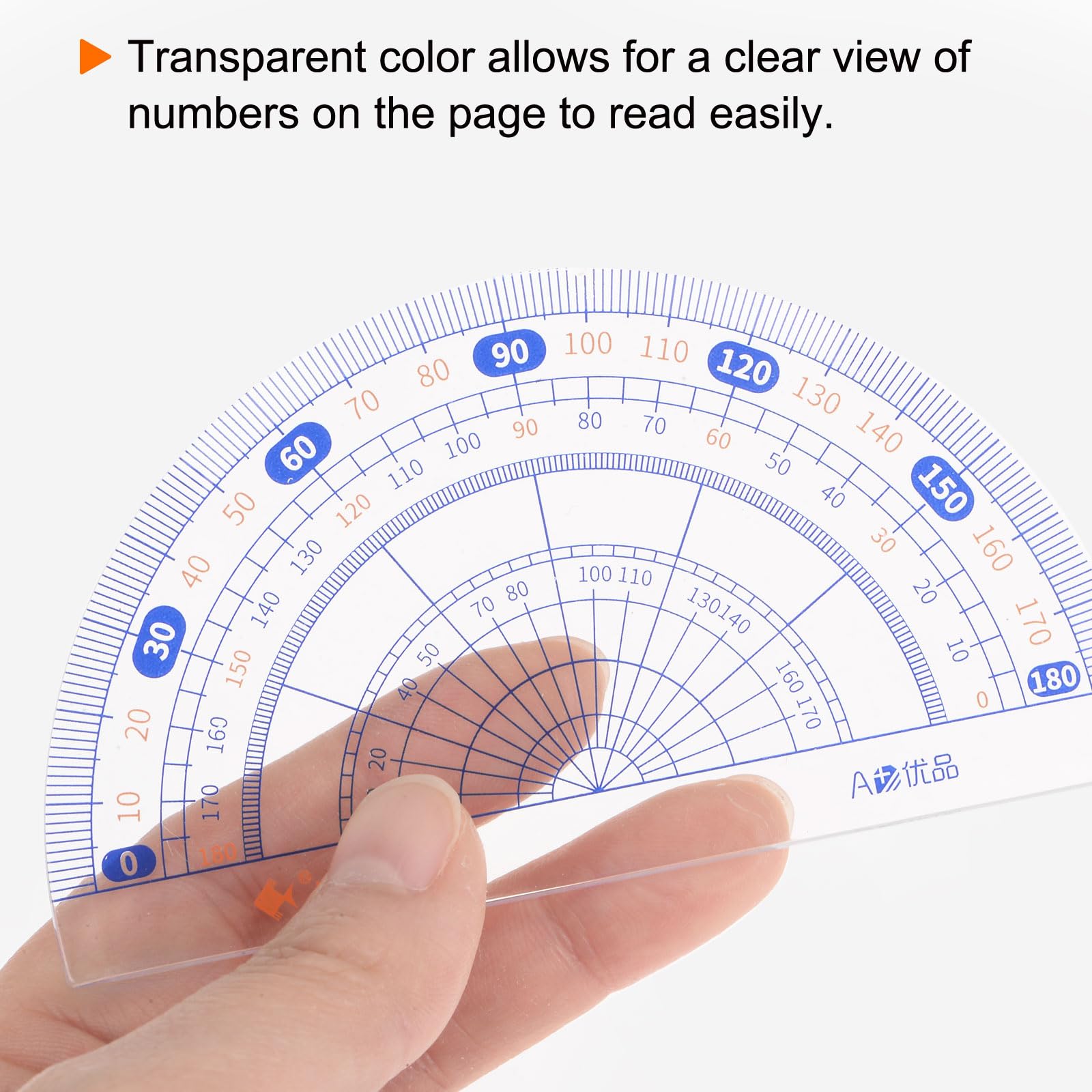 uxcell 4 in 1 Ruler Set 20cm Straight Ruler Protractor Triangle Measuring Tool with Wavy Line for Classrooms Home Office Transparent - Image 4