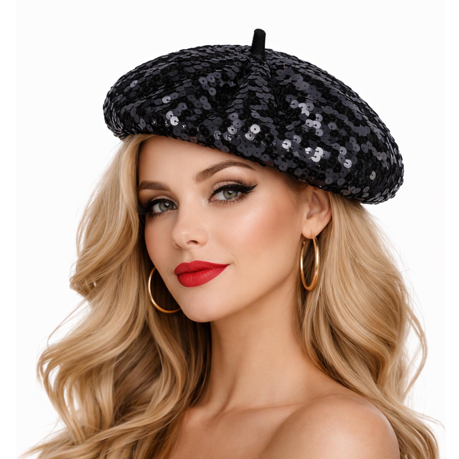 1 berretto da donna con paillettes scintillanti cappello da danza per ragazze festival party club costume divertente coda da sirena taglia unica