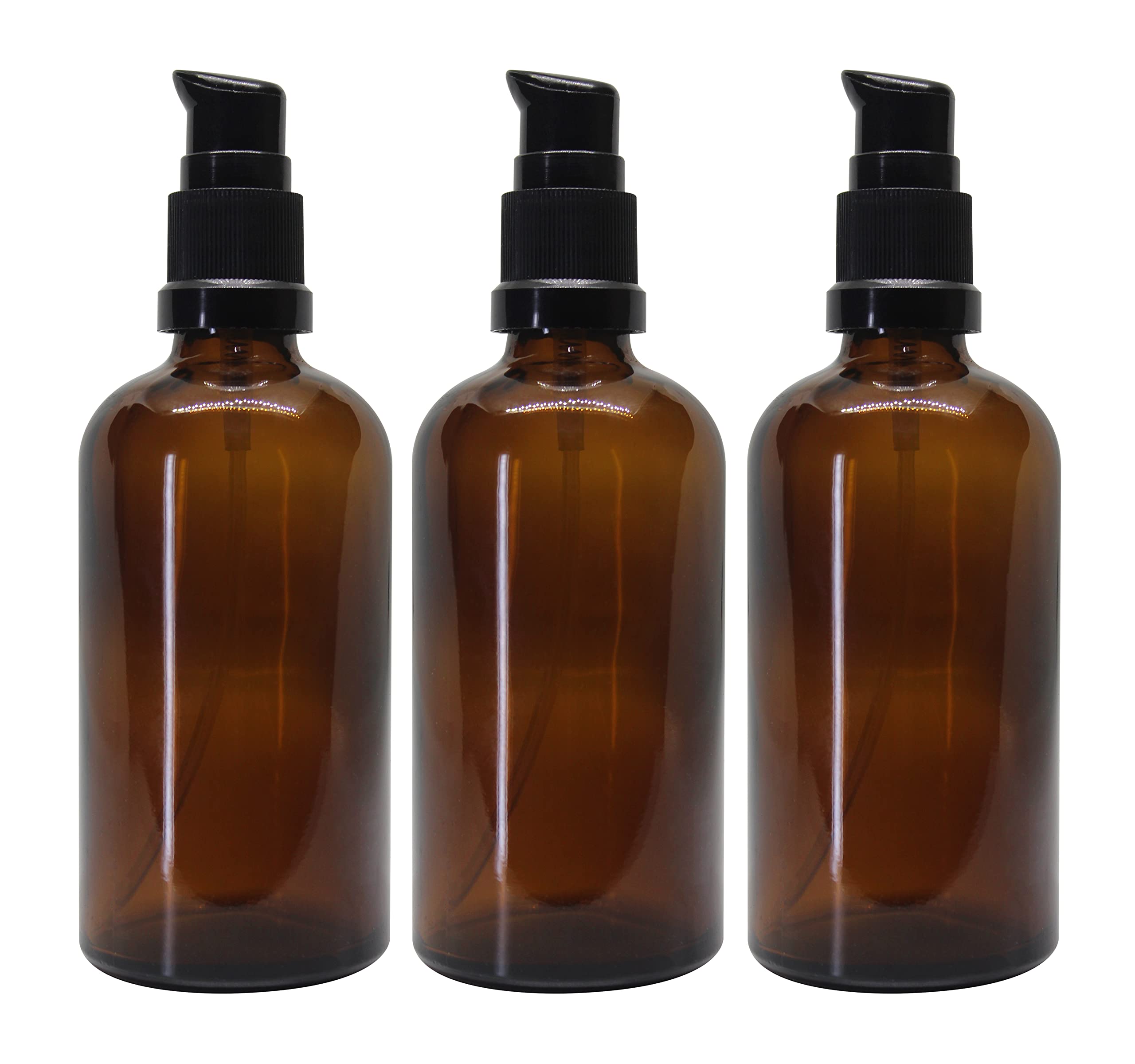 NatureSack The Best of Nature- 100ML Empty Amber Glass Bottle with Lotion Pump & Black Cap for Essential Oils, Blends, DIY Skincare, Cosmetic, Multipurpose Bottle for Home & Travel Purpose (Pack of 3)-image-2