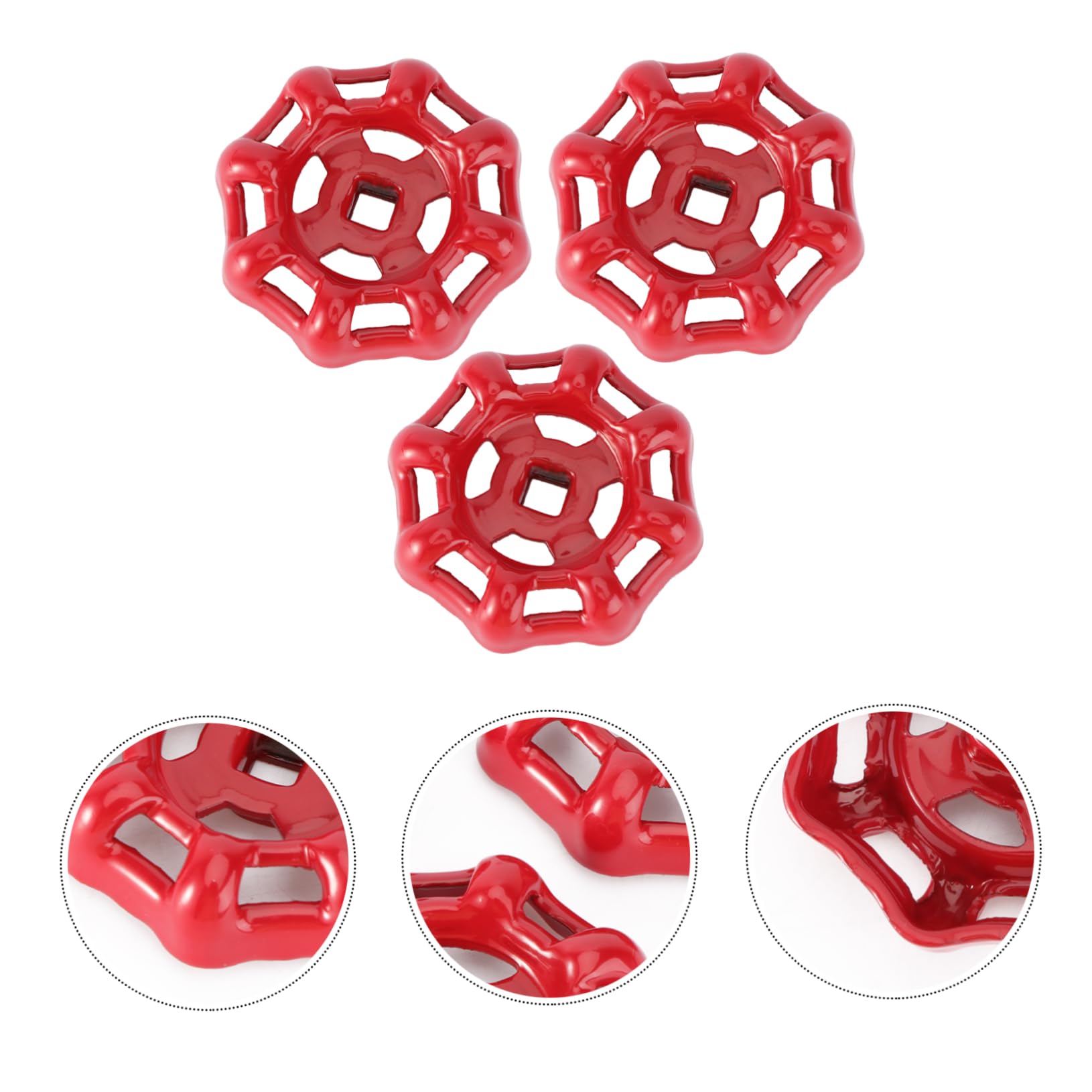 3pcs Gate Valve Handle The Tools Decor The Bib Flexible Quarter Round Globe Valve Handwheel Spout Handles Parts Metal Handle Cast Iron Handle Shutoff Hand Wheel Stainless Steel Red WOONEKY