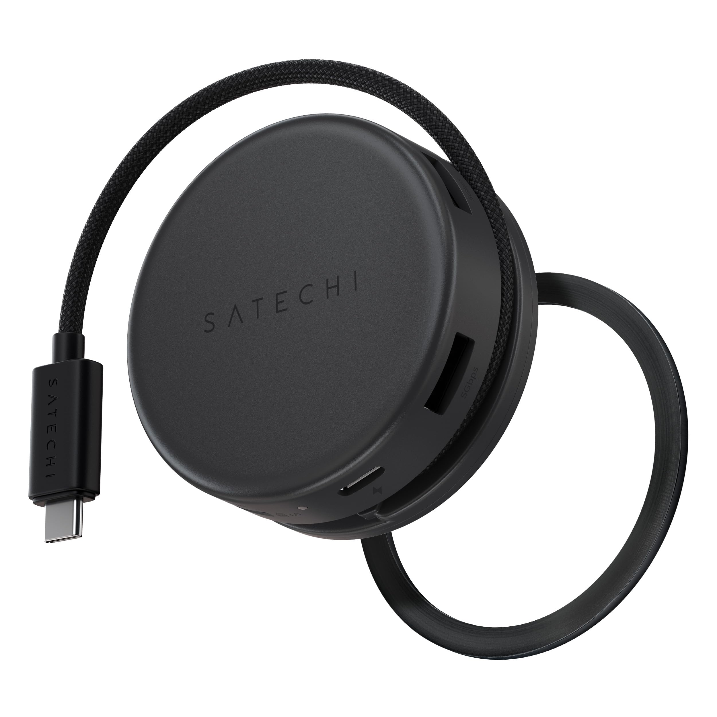 Satechi OntheGo™ 7-in-1 USB-C Hub, Compact Magnetic Multiport Adapter, 100W PD, HDMI 4K/60Hz, Gigabit Ethernet, 2×USB-A 5Gbps, SD/microSD Reader,