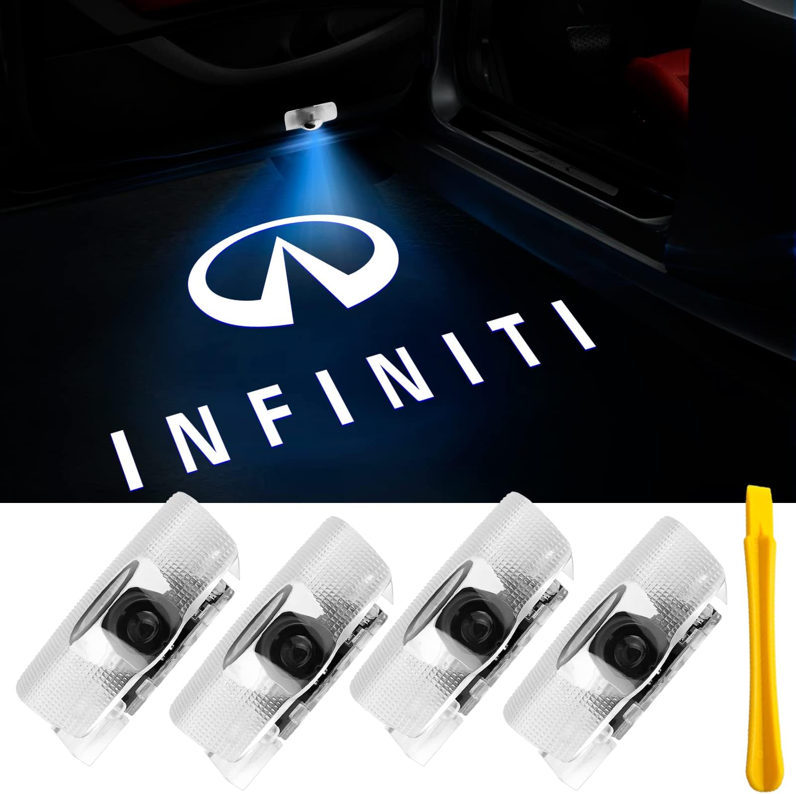 4pcs Car Door Light Logo for Partial QX50/56/60/70/80, Q50/60/70, G25/37, M25/35/37, FX37/50, EX25/35/37