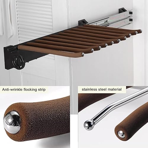 Miniatura 5 de Barra de armario extraíble, Rodamiento de 83.8 lbs retráctil Valet Rod, Carril de ropa extraíble de aleación de aluminio, Carril deslizante