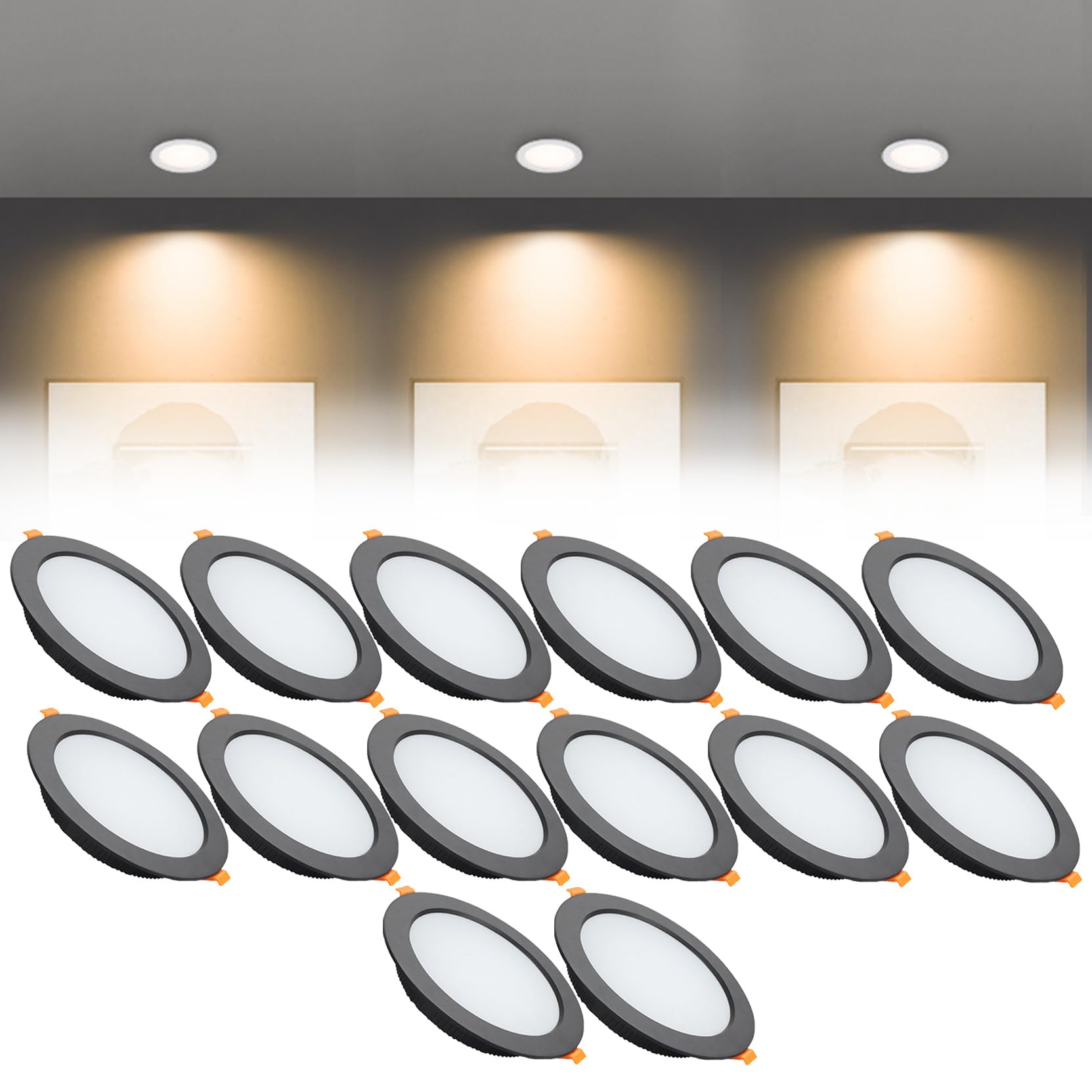 Syibelters 18W LED Recessed Ceiling Lights 170mm Warm White 3000K 18W 240LM, Cut Φ150-160mm, AC110-240V Ultra Slim Downlights, LED Panel Light for Living Room Hallway, 14 Pack