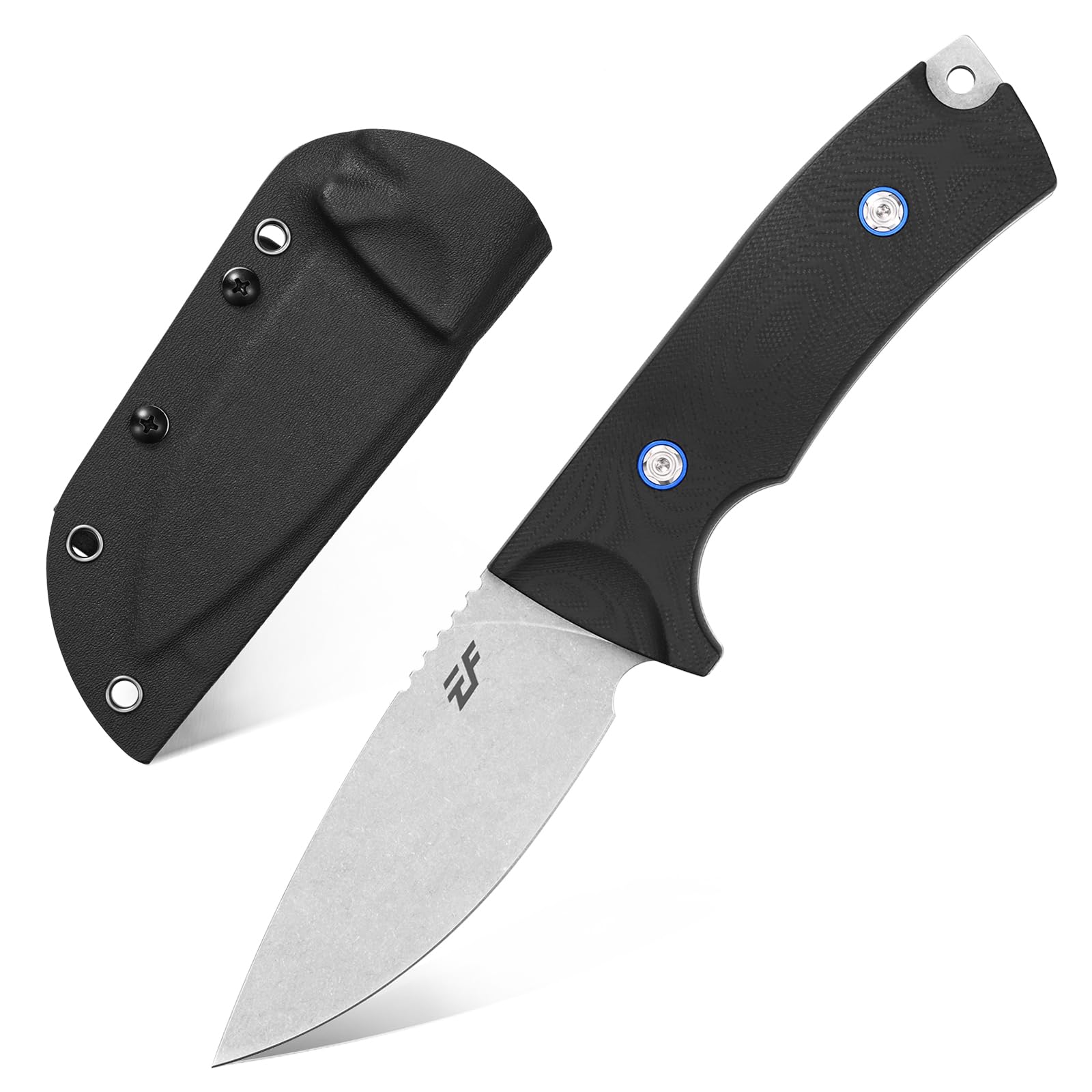 Eafengrow EF133 Fixed Blade Knife, DC53 Steel Blade,Two Tone G10 Handle Full Tang Compact Tough EDC Straight Knifes for Outdoor Working Camping Hiking(Black)