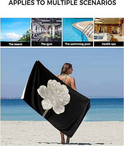 Miniatura 6 de Juego de toallas florales blancas abstractas para baño, cocina, playa, pelo, mano, yoga, toallas y paños de cocina, flores botánicas de primavera,