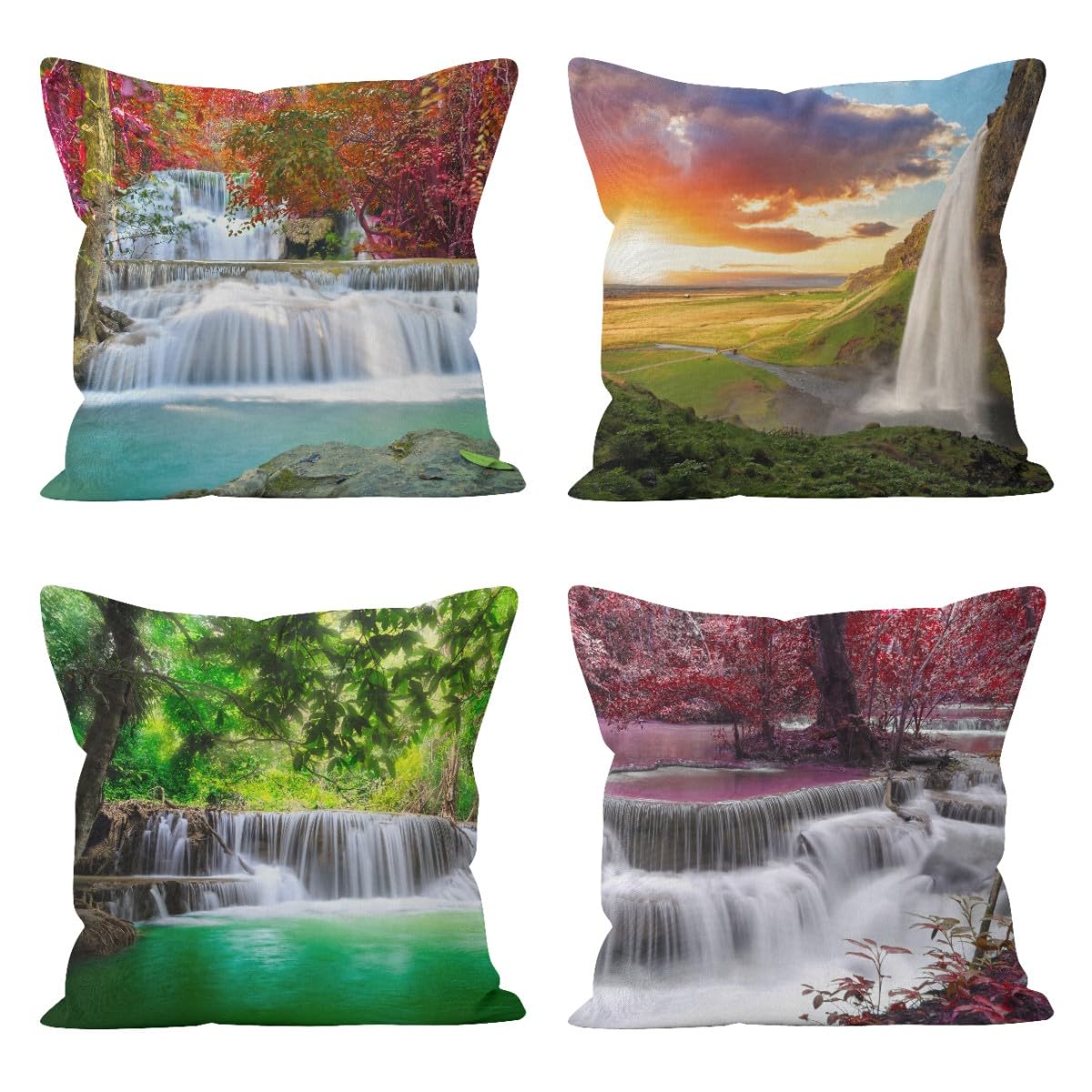 Tissu de lin housse coussin gaze de coton pour oreiller 50x50cm 4Pcs