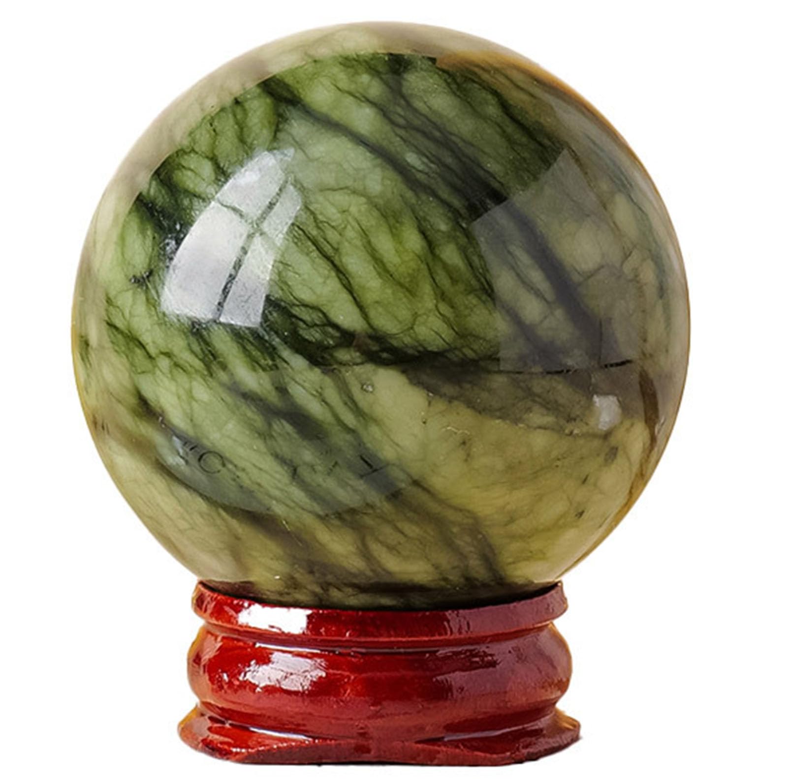 Zooeeyll Natural Xiuyan Jade Sphere Green Stone Meditation Crystal Ball