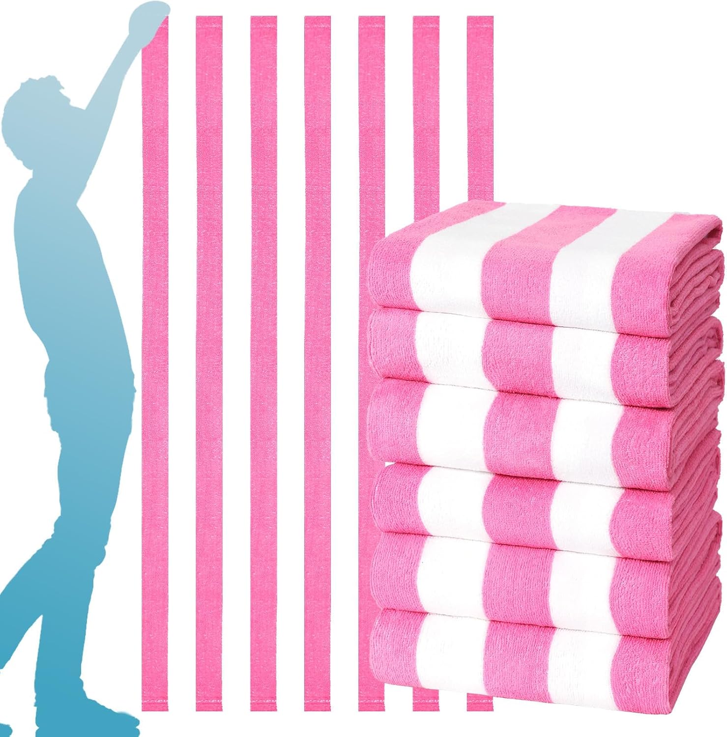6 Packs Oversized 72X40 Inch Stripe Beach Towel Thin Terry Set Extra Large XL Big Clearance Towels Absorbent Soft Swim Pool Travel Accessories Essentials Camping Adults Men Women Gift Navy Blue