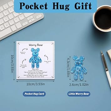 Pocket Hug Gift, A Little Pocket Hug Bear with Pocket Hug Card, Pocket Hugs for Friends, Cute Bear Pocket Hug Keepsake Ornament, Thinking of You Gifts for Birthday Wedding Thanksgiving