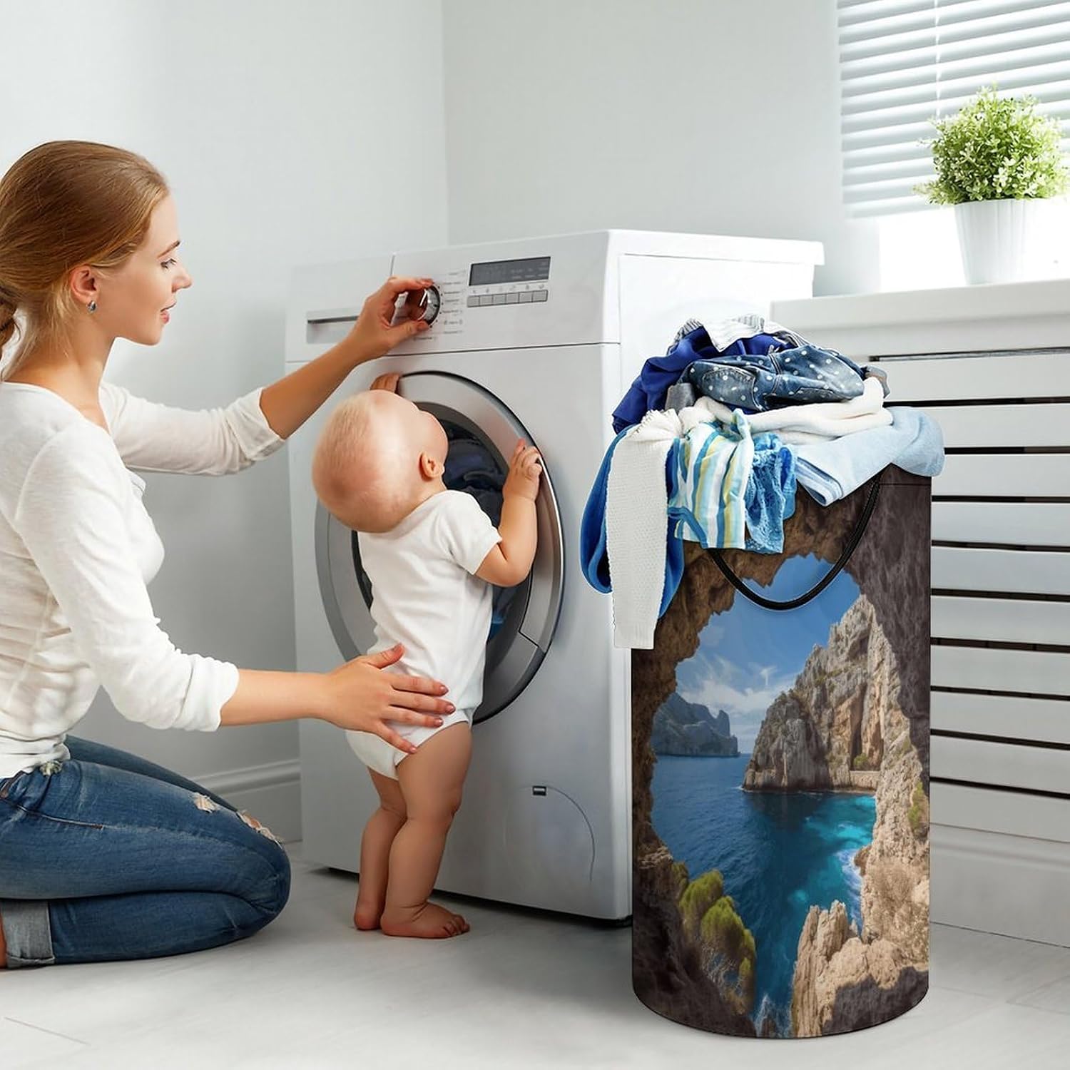 Dirty Clothes Basket Extra Large 110l Open Top Laundry Hamper With Portable Carry Handles, Foldable Waterproof Clothes Basket Spacious Laundry Bag For Bedroom Bathroom Laundry Room Dorm