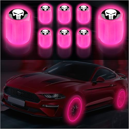 8 tapones para válvula de neumático con calavera que brillan en la oscuridad, accesorios de decoración universales para automóviles, SUV, disponible en Yaxa El Salvador