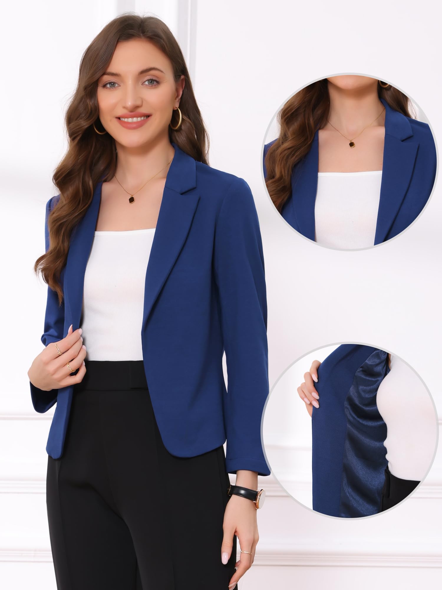 Allegra K Giacca da Donna Elegante Dressy Blazer con Apertura Anteriore Giacche Corta da Ufficio per Il Lavoro