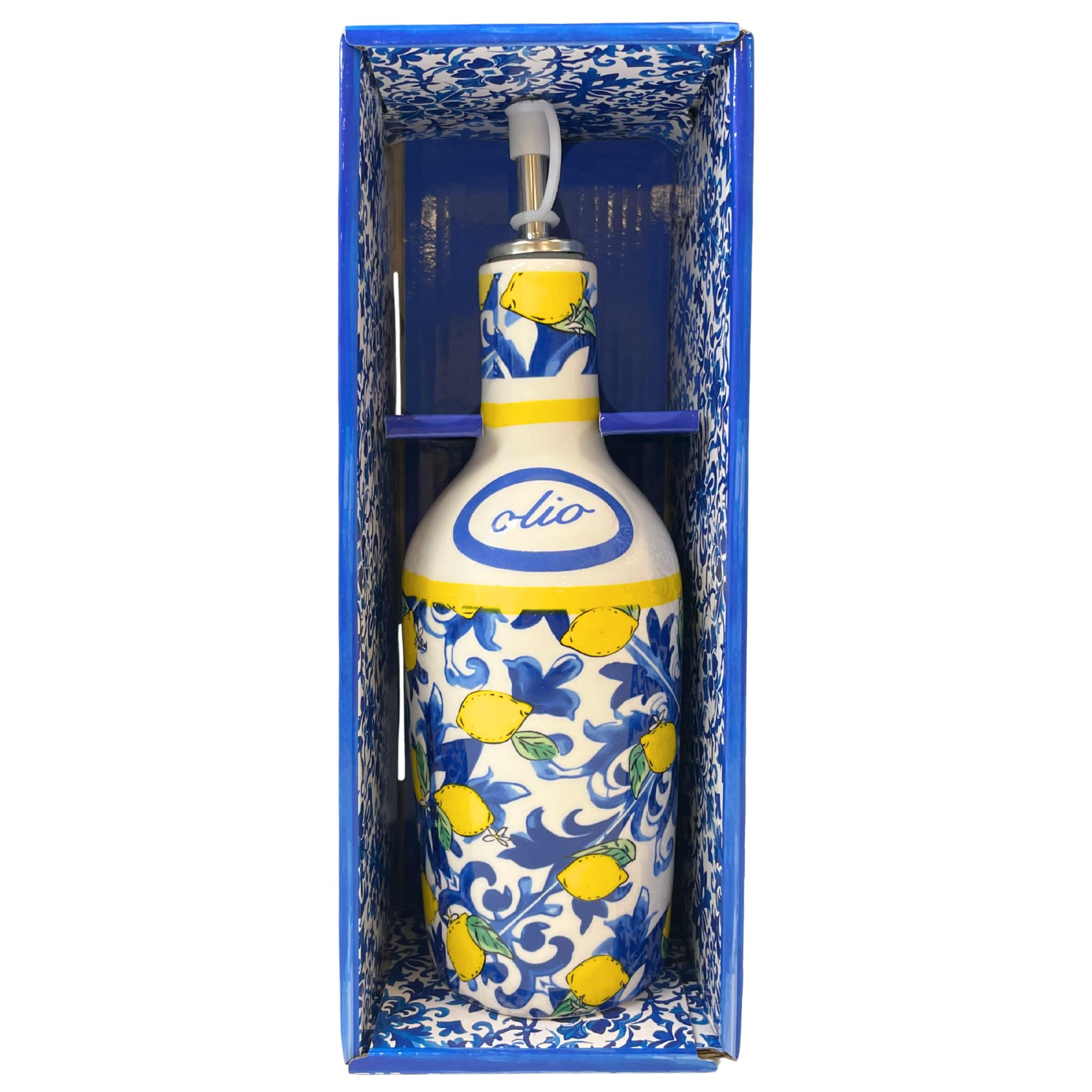 Aceitera de cerámica Blu Zagara para aliñar ensaladas en cenas mediterráneas