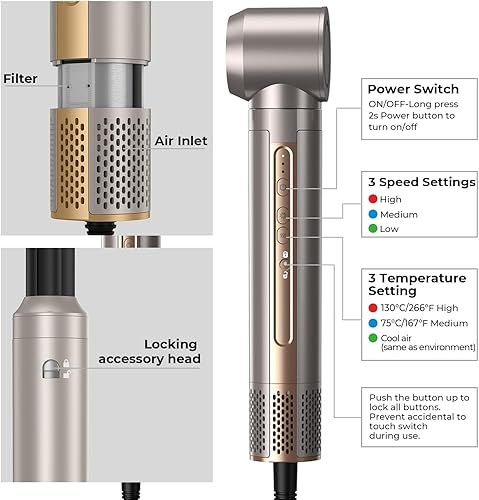 Vista 9 de Cepillo secador de pelo, cepillo secador de pelo con accesorios, 110000 RPM rizado Twist 6 en 1 estilo de aire, herramienta profesional de peinado