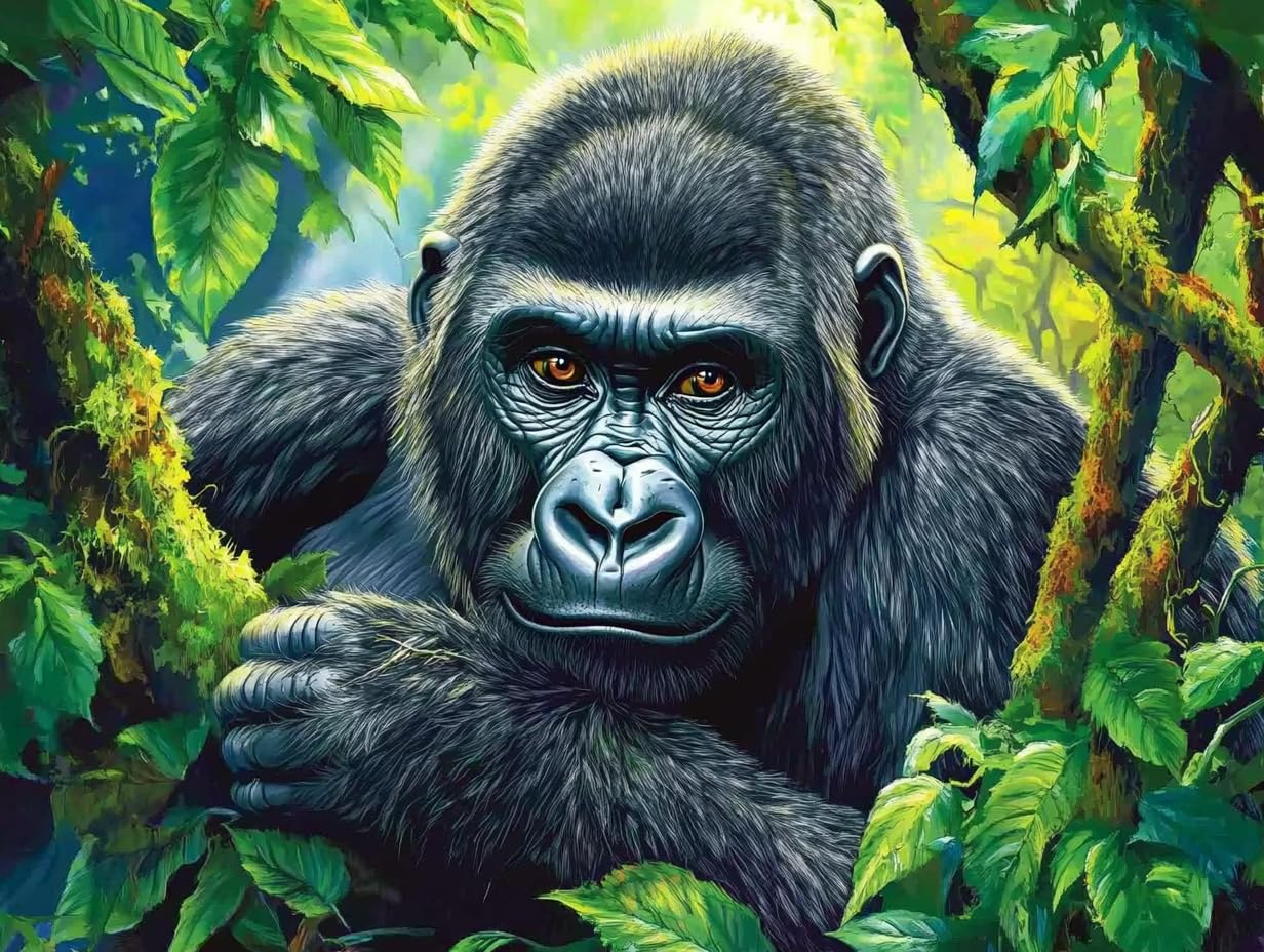 5D Gorilla Diamond Art 12x16 Inch Full Drill Diamond Painting Kits for Adults & Beginners - DIY Art Crafts for Relaxation and Home Wall Decor 469