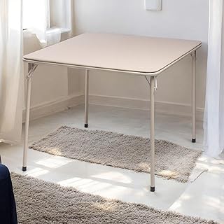 FurnitureR Tables Consoles de Salon Square Oak, Structure Métallique Robuste et MDF Plateau Rembourré en Cuir Synthétique, Pliable et Portable pour Bureau, Salon, Cuisine, 86 x 86 cm