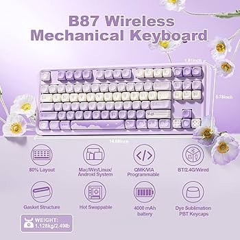 Amazon | YUNZII B87 ワイヤレスメカニカルキーボード
