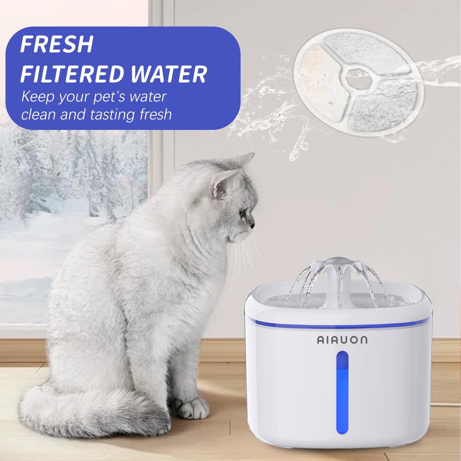8 Pack Cat Fountain Filters Pet Water Fountain Replacement Filters for 84oz 2 5L Cat Water Fountain — view 5