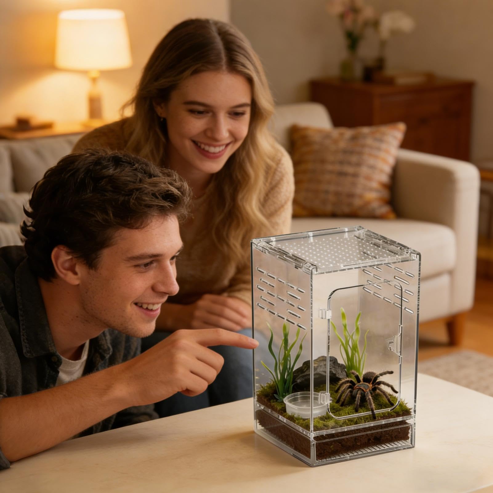 Terrarium dla Skakuna Akrylowa pełna transparentność oddychające terrarium | Terrarium dla małych gadów dla jaszczurek, ślimaków, żab, węży, pustelników