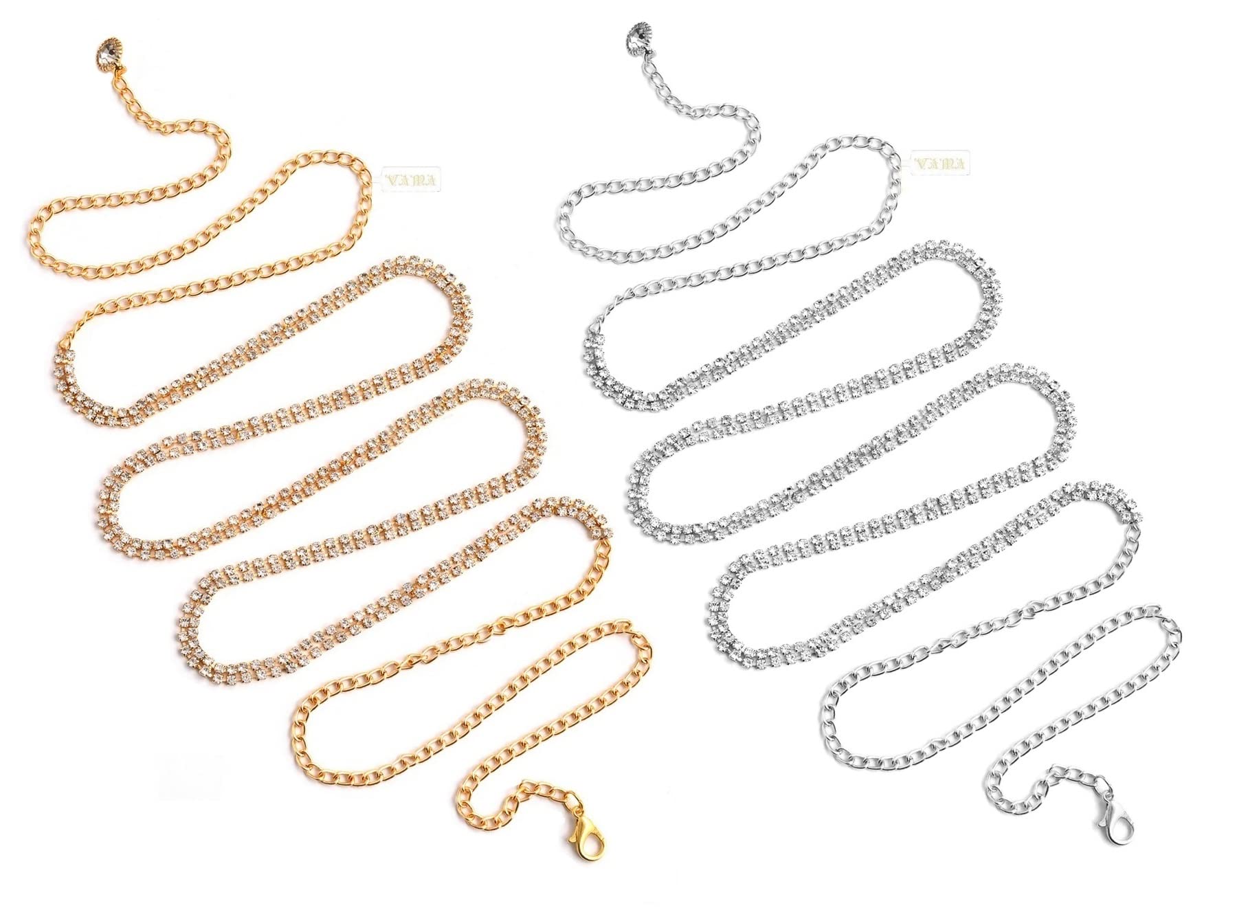 Silver Gold Crystal Stone Waist Hip Belly Body Chain Kamarband Saree Vadannam Waistband Kamarpata Kamarbandh-image-9