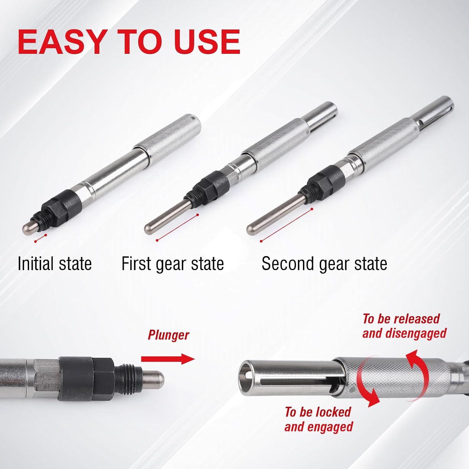3PCS Tool For Caterpillar Kit, J-42083 Automatic Timing Pin, 9U-7227 Injector Height Adjustment Gauge Tool & J-38587-A Engine Barring Socket Compatible with Caterpillar CAT 3406E C-15 C-16